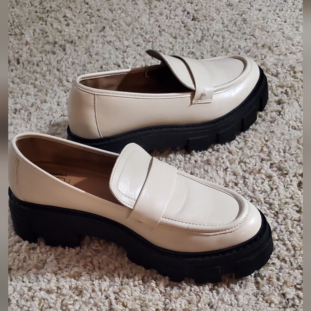 No Boundaries Cream Chunky Penny Loafers